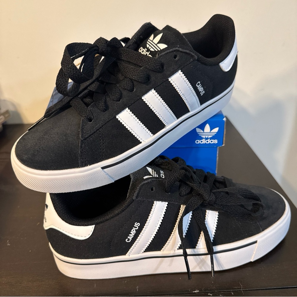 Adidas Campus Vulc J Black/White Youth 7 Women’s 8.5